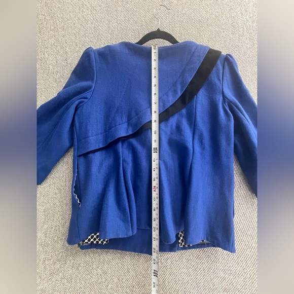 Lux Blue Pea Coat Asymmetrical Design Tailored Fit - Picture 9 of 16